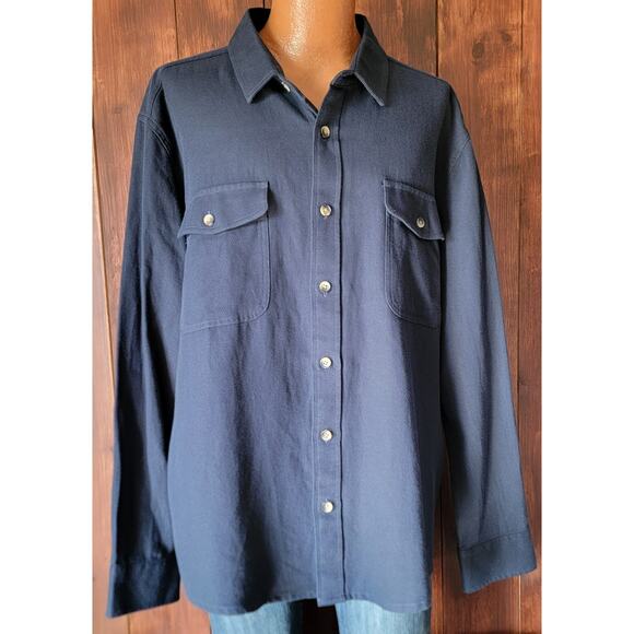 UNTUCKit Men 3XL Navy Blue Heavy Cotton Linen Button-Up Shirt Shacket Reissler - Picture 3 of 13